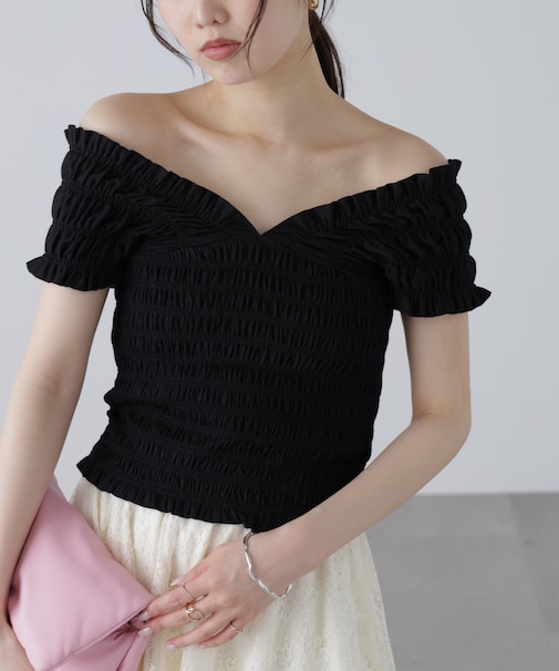 2wayシャーリングオフショルカットソー