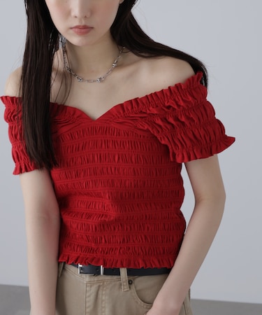 2wayシャーリングオフショルカットソー