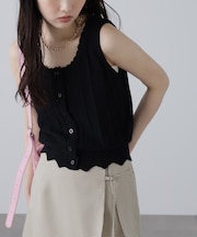 スカラップ編みニットタンクトップ