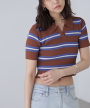 マルチボーダースキッパーリブニット