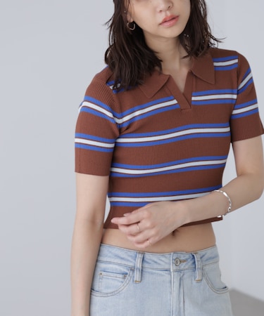 マルチボーダースキッパーリブニット