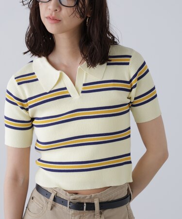 マルチボーダースキッパーリブニット