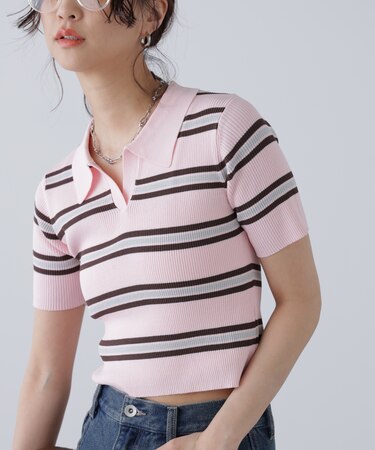 マルチボーダースキッパーリブニット