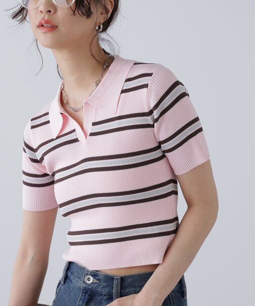 マルチボーダースキッパーリブニット