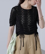 ストレッチレースドロストトップス