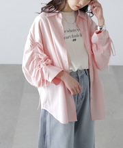 袖シャーリングオーバーシャツ