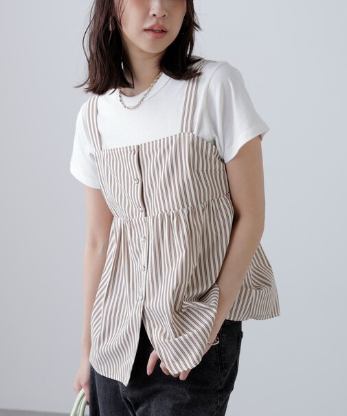 〈セットアップ対応〉ストライプキャミソール