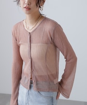 ラメシアー楊柳カットソーカーディガン