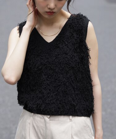 シャギーニットベスト