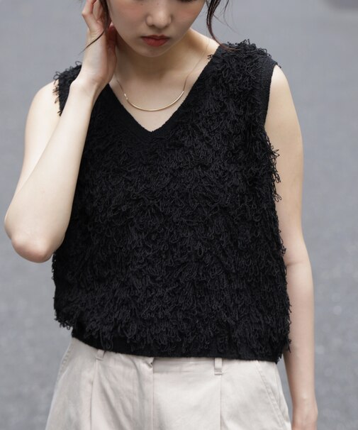 シャギーニットベスト