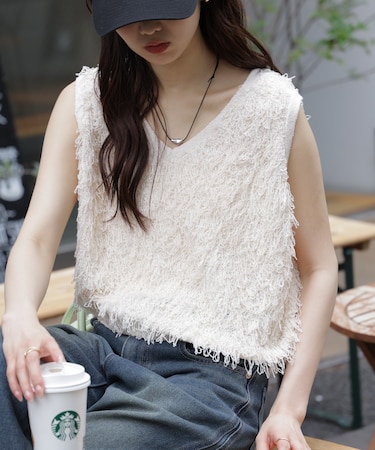 シャギーニットベスト