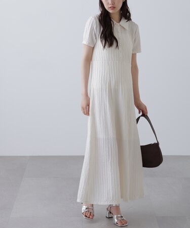 カットジャガードポロワンピース