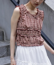 シャーリングタンクトップブラウス