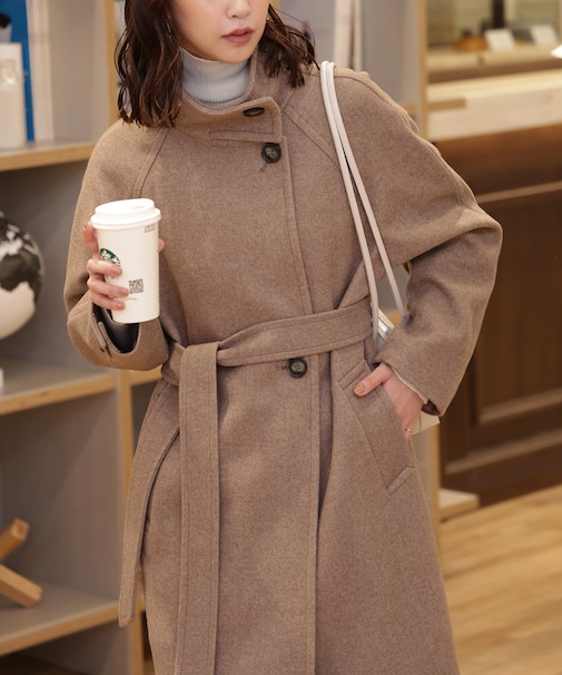 [累計販売5000枚！選べる4色]スタンドカラーメルトンロングコート