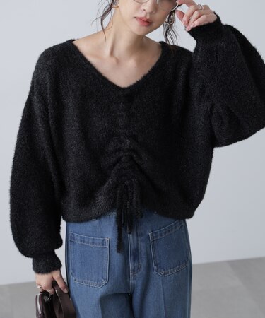 前後2WAYドロストショート丈ニット