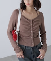 フロントギャザーデコルテカットソー