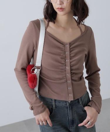 フロントギャザーデコルテカットソー