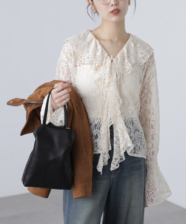 ダブルラッフルフリルブラウス