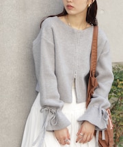 ダブルジップキャンディスリーブカーディガン