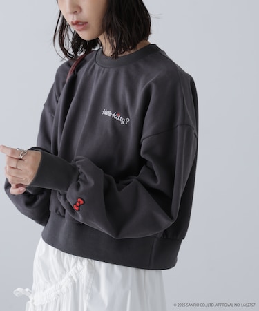 サンリオキャラクターズコラボ SHORT SWEAT ショートスウェット 胸LOGO×袖RIBBON