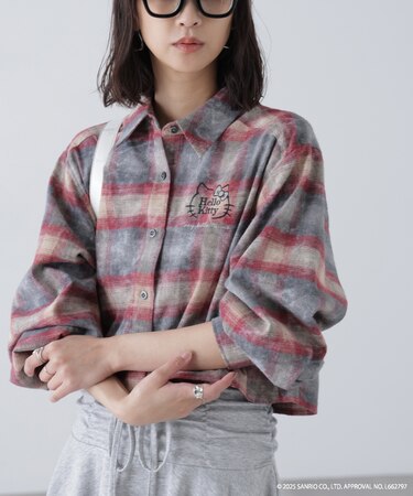 サンリオキャラクターズコラボ CHECK SHIRT チェックシャツ