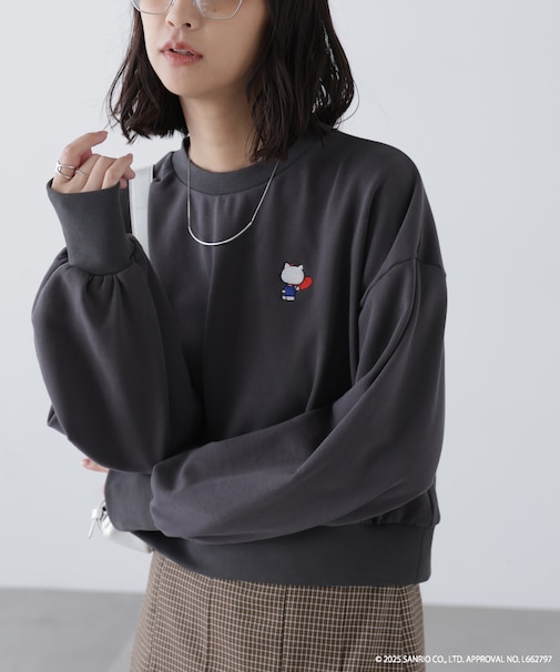 サンリオキャラクターズコラボ SHORT SWEAT ショートスウェット 胸KITTY×背面LOGO