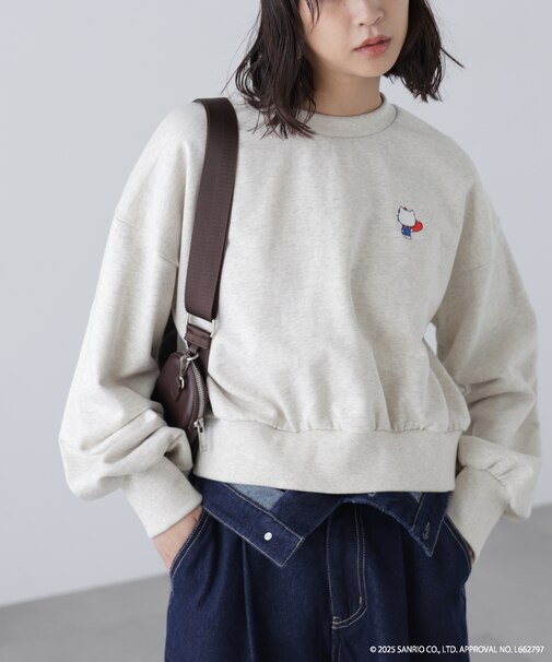 サンリオキャラクターズコラボ SHORT SWEAT ショートスウェット 胸KITTY×背面LOGO