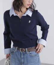 衿付きレイヤード風ポロニット