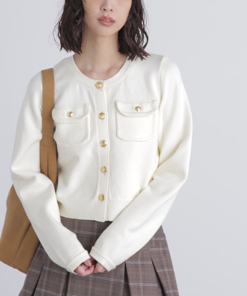 BALMAIN paris 金ボタン ニットカーディガン ジップアップ 34 フロントポケット金ボタンニットカーディガン｜フリーズマートの