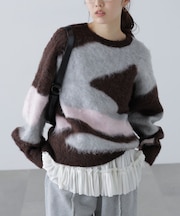 起毛ニュアンス柄ニット