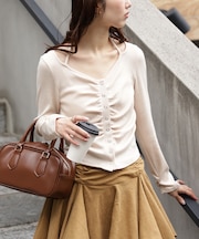 フロントギャザーデコルテカットソー