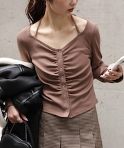 フロントギャザーデコルテカットソー