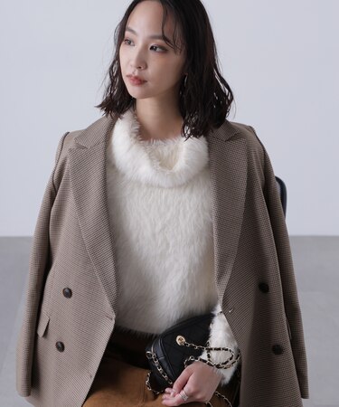 シャギータートルニット