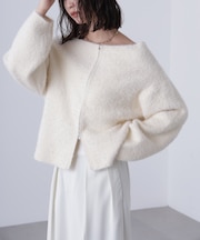 前後2WAYオフショルシャギージップカーディガン