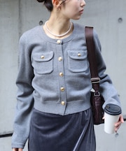 フロントポケット金ボタンニットカーディガン