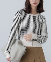 金ボタンミニケーブルカーディガン