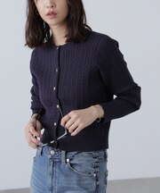 金ボタンミニケーブルカーディガン