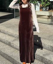 2ストラップベロアキャミワンピース