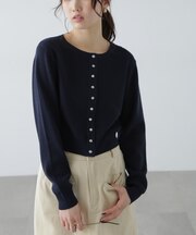 ドットボタンクルーネックカーディガン