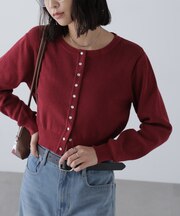 ドットボタンクルーネックカーディガン