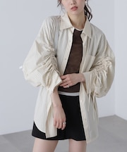 袖シャーリングオーバーシャツ