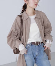 袖シャーリングオーバーシャツ