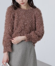 前後２ＷＡＹチュールフェザーミックスミドル丈ニット