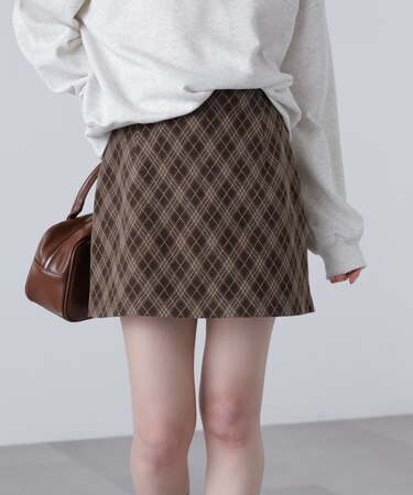 バイアスチェックミニスカート
