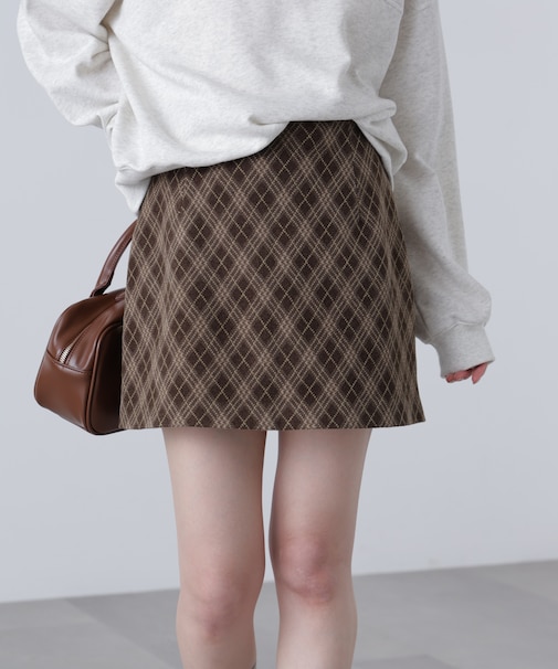 バイアスチェックミニスカート