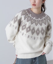 ウール混ノルディックニット