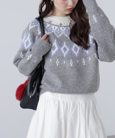 ウール混ノルディックニット
