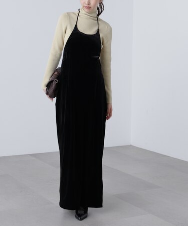 ホルターネックベロアキャミワンピース