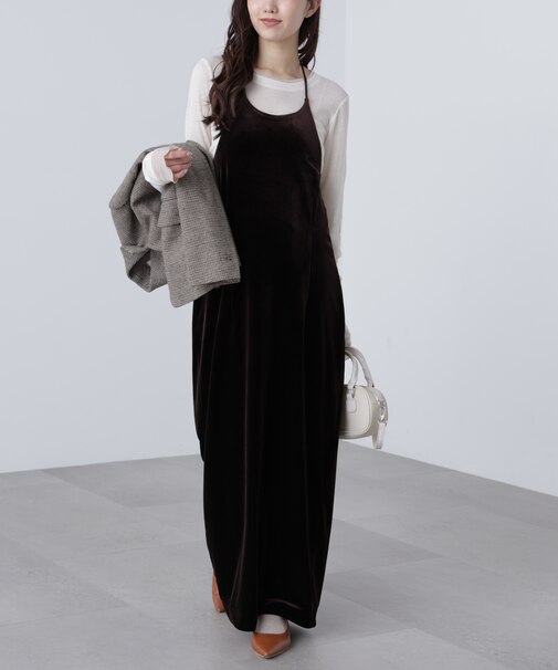 ホルターネックベロアキャミワンピース