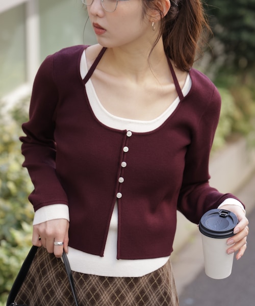 キャミレイヤードクルーネックニット｜フリーズマートの通販｜&mall